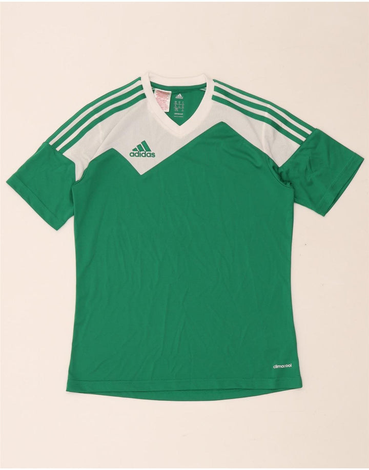 ADIDAS Boys Climacool T-Shirt Top 13-14 år XL Grøn Colourblock