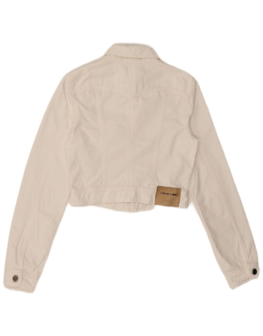 Twin-Set Dame Crop Denim Jacket UK 12 Medium White