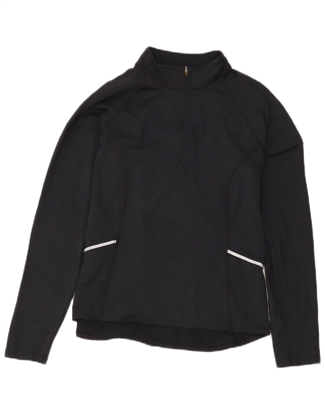 L.L.Bean Dame Pullover med lynlås-hals Træningsdragt Top UK 14 Medium Sort Nylon