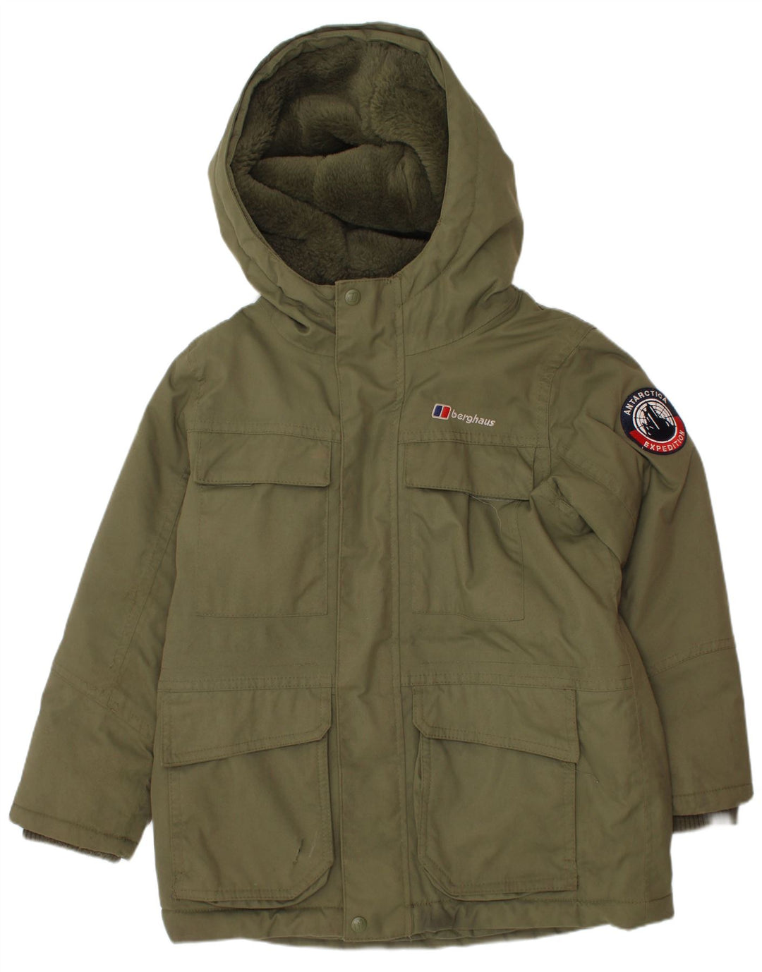 Berghaus Parkajakke med hætte til drenge 5-6 år Khaki Polyester