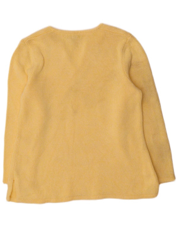L.L.Bean Dame V-hals sweater UK 16 Stor Gul Bomuld