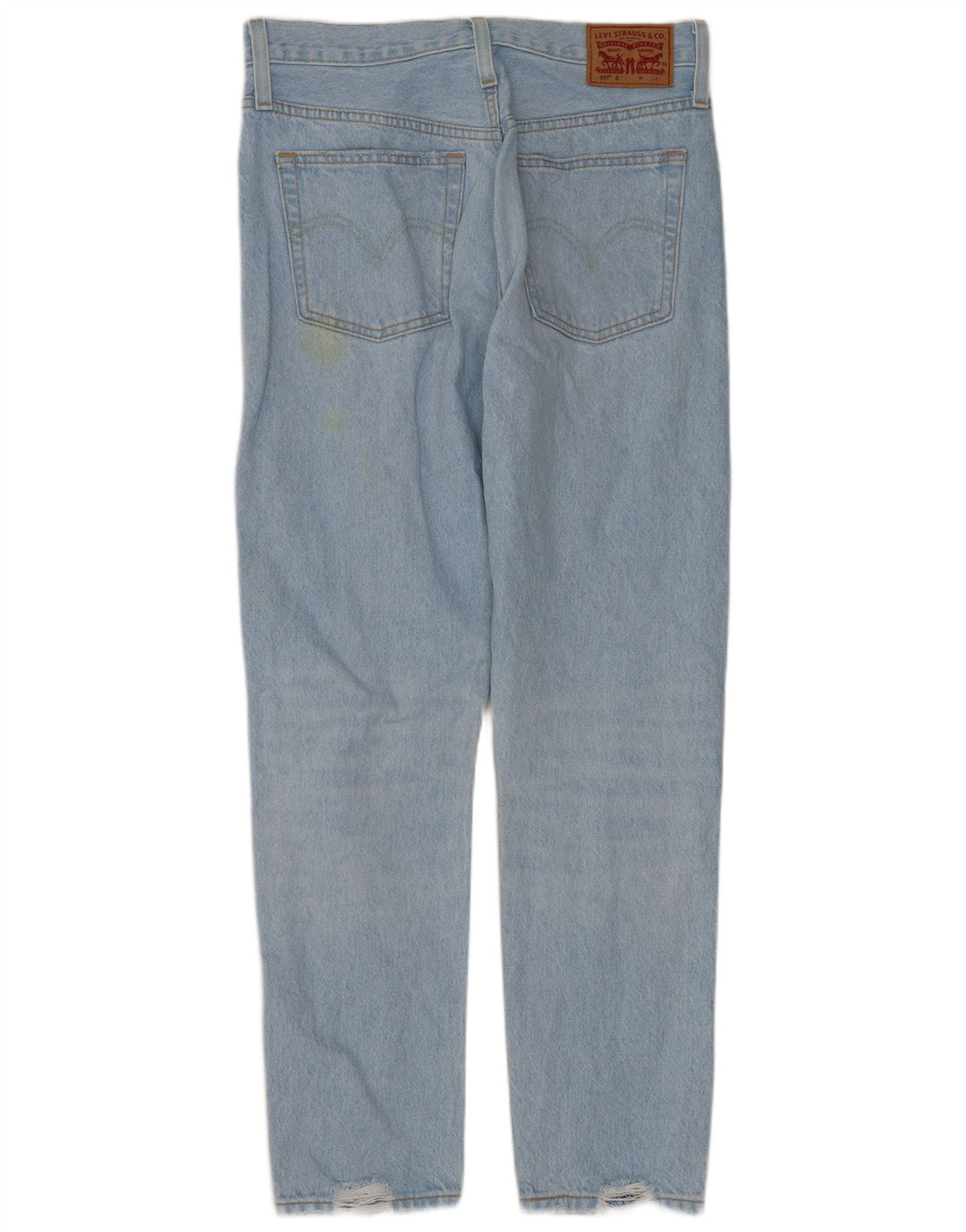 Levi's Dame 501 Distressed Straight Jeans W27 L28 Blå Bomuld