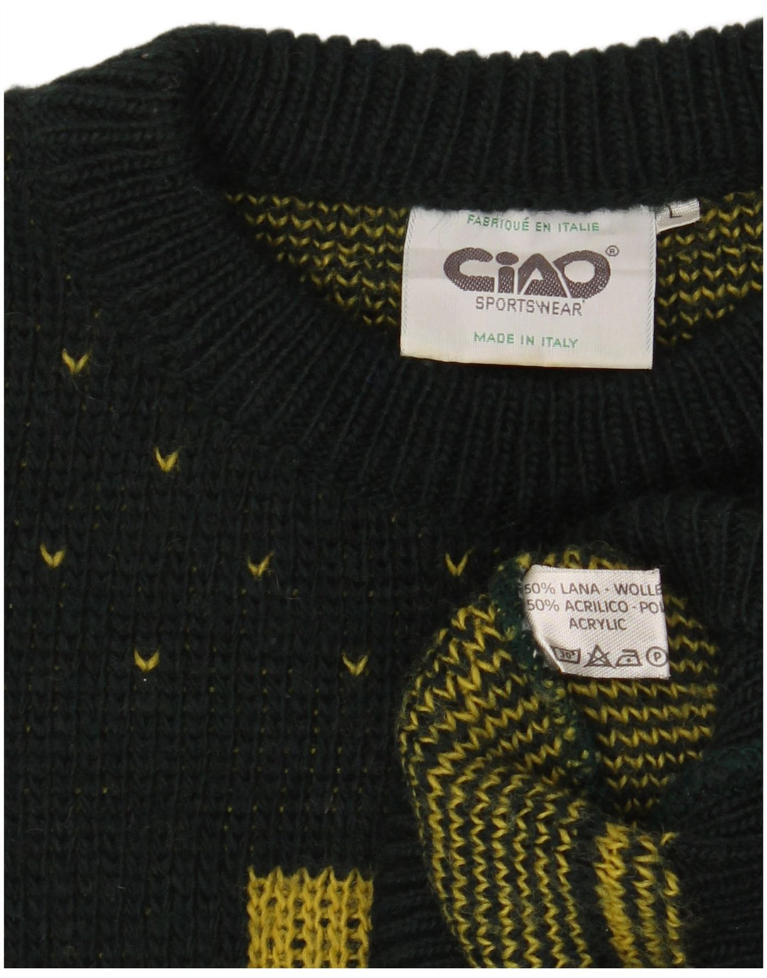 CIAO Herre sweater med rund hals, stor grøn Fair Isle Wool