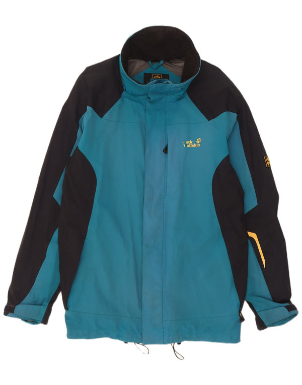 Jack Wolfskin Regnjakke til mænd UK 44/46 XL Blå Colourblock Polyamid