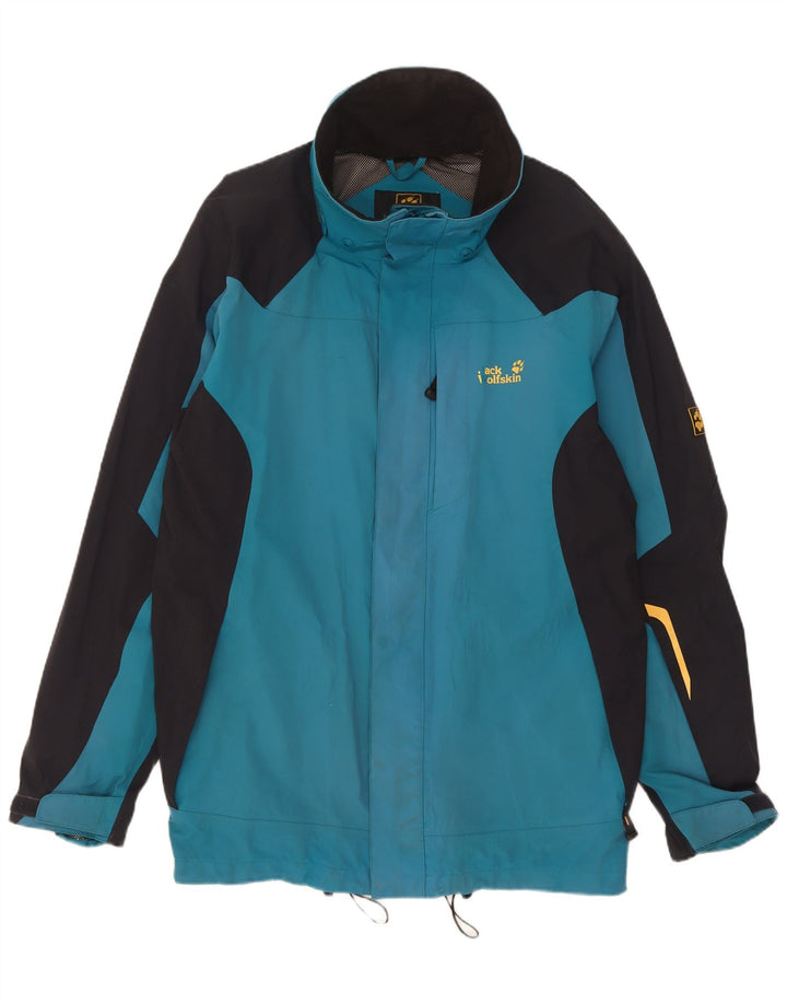 Jack Wolfskin Regnjakke til mænd UK 44/46 XL Blå Colourblock Polyamid