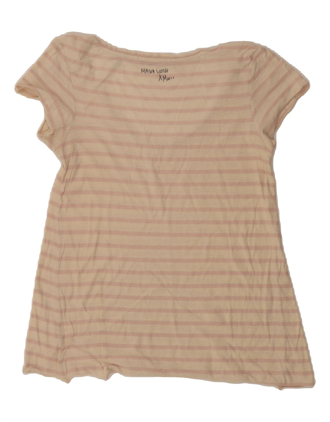 MAISON SCOTCH Womens T-Shirt Top UK 12 Medium Beige Striped Vintage Maison Scotch and Second-Hand Maison Scotch from Messina Hembry 