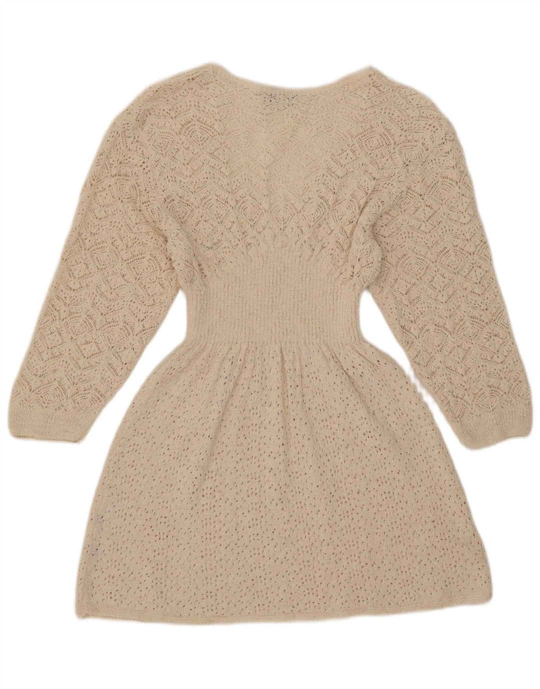 Zara Dame 3/4-ærmet Jumper Dress UK 12 Medium White Polyester