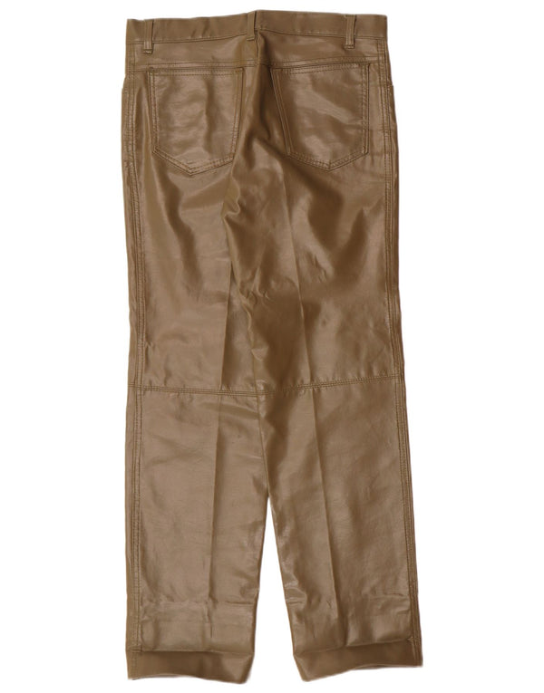 Vintage Damebukser IT 46 Large W30 L28 Khaki Kunstlæder Retro