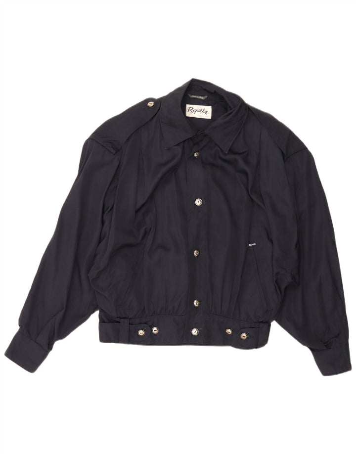 REPORTER Herre Military Bomber Jacket IT 48 Medium Navy Blue Cotton
