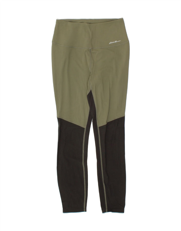 EDDIE BAUER Womens Leggings UK 8 Small  Khaki Colourblock Nylon Vintage Eddie Bauer and Second-Hand Eddie Bauer from Messina Hembry 