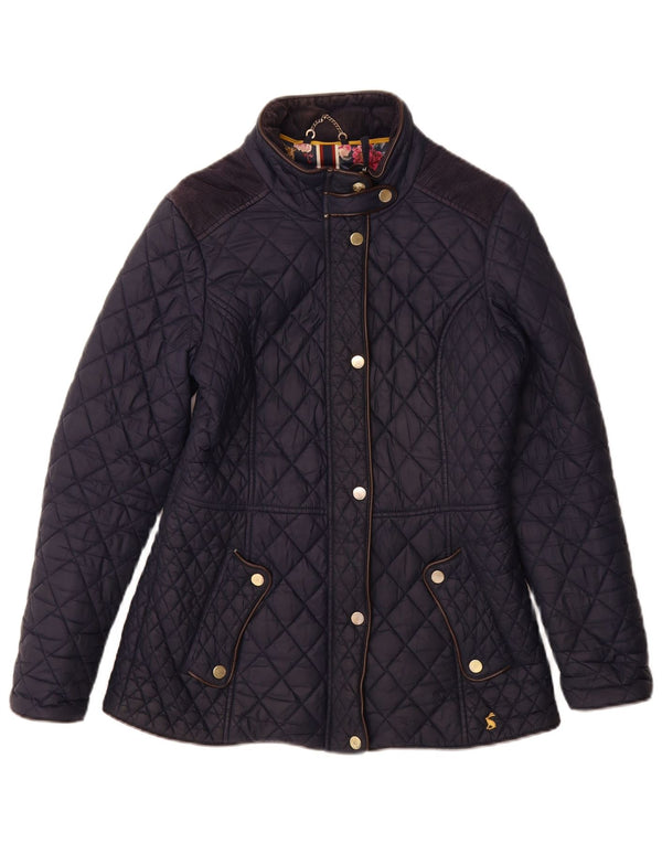JOULES Womens Quilted Jacket UK 10 Small Navy Blue Polyamide