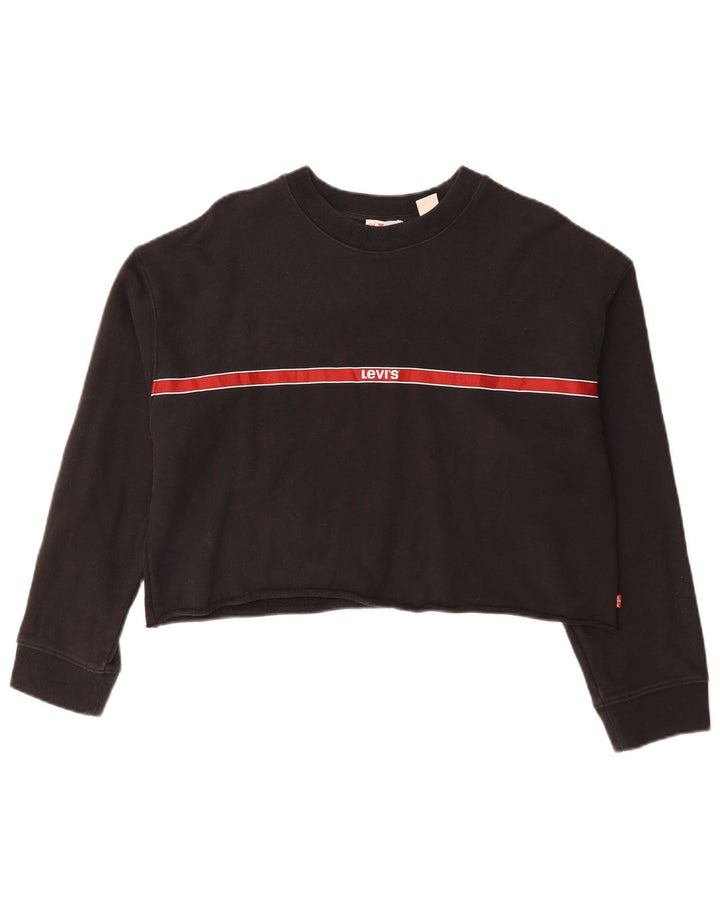 Levi's Womens Crop Oversized Sweatshirt Jumper UK 10 Small Black Bomuld