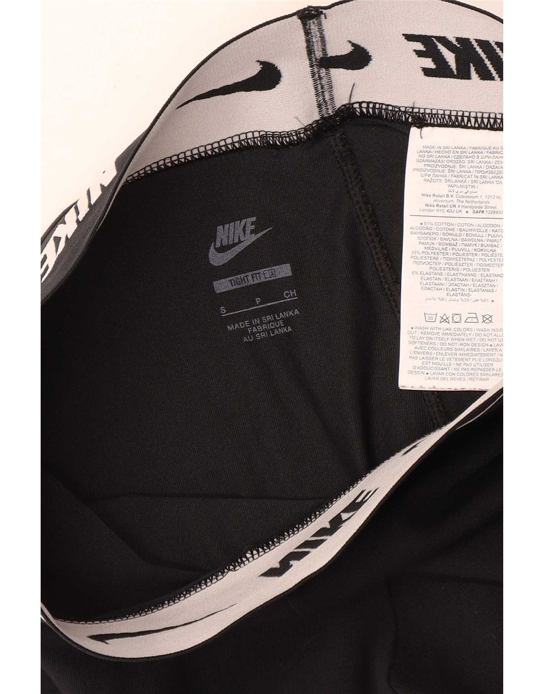 Nike Dame Grafiske Leggings UK 10 Small Black Bomuld