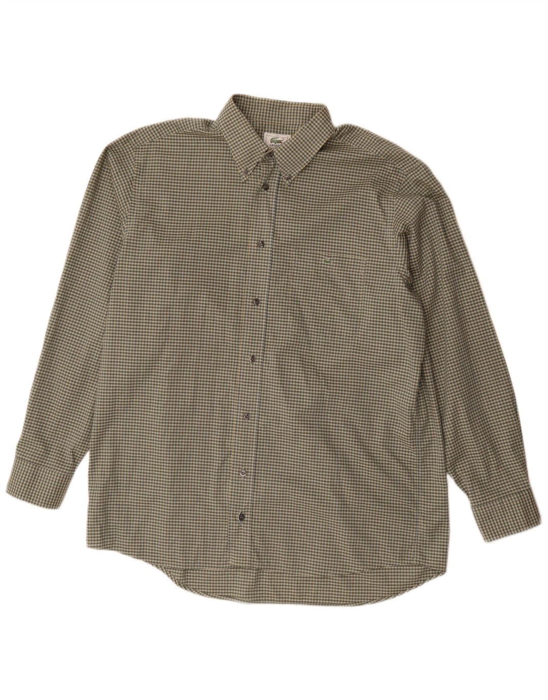 Lacoste Herreskjorte str. 42 Large Khaki Gingham Cotton