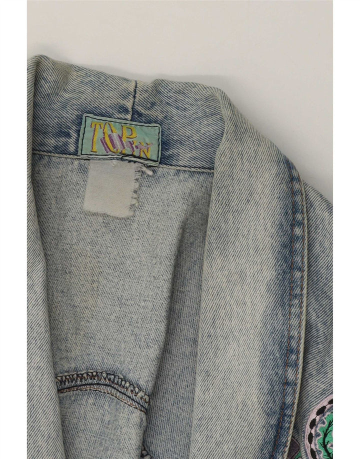 Vintage Dame Crop Denim Jacket UK 14 Medium Blue