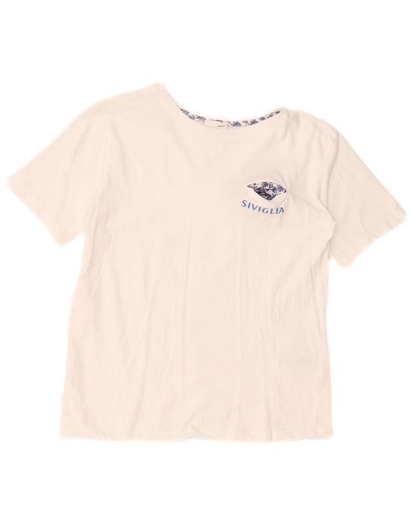 SIVIGLIA Piger Grafisk T-Shirt Top 11-12 År Hvid Bomuld