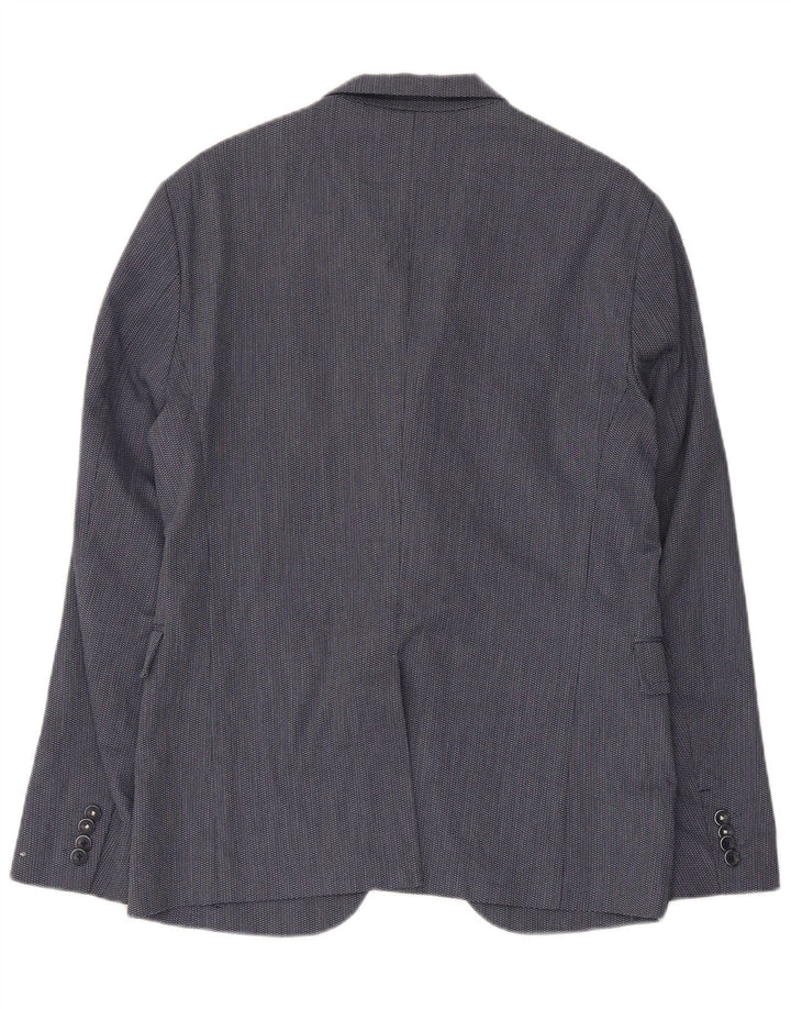 ZARA Herre 2-knaps blazerjakke EU 50 Medium Navyblå Polyester