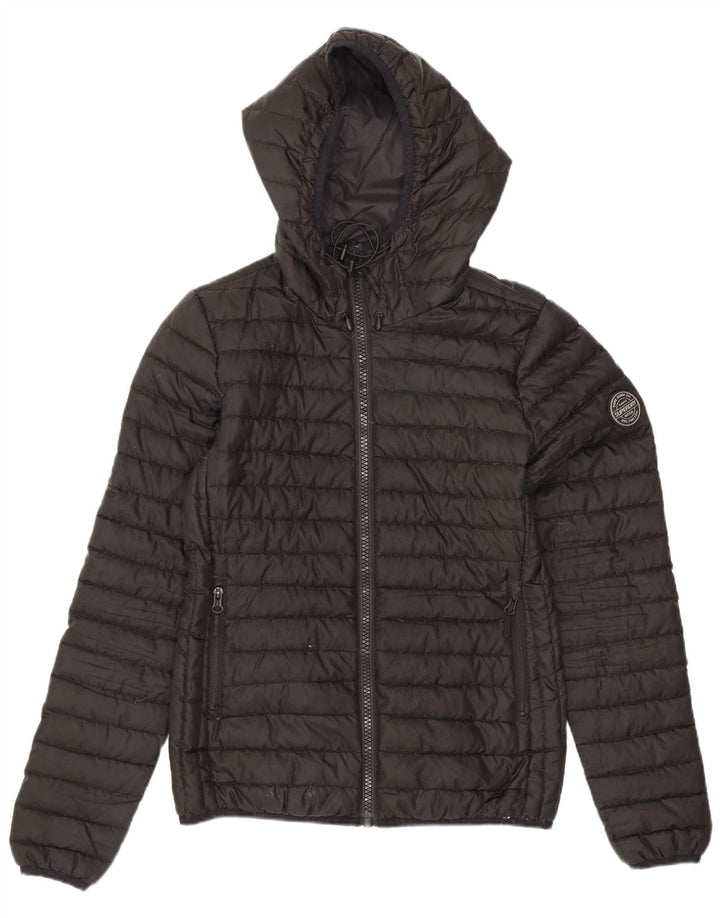 Superdry polstret hættejakke til kvinder UK 6 XS sort polyester