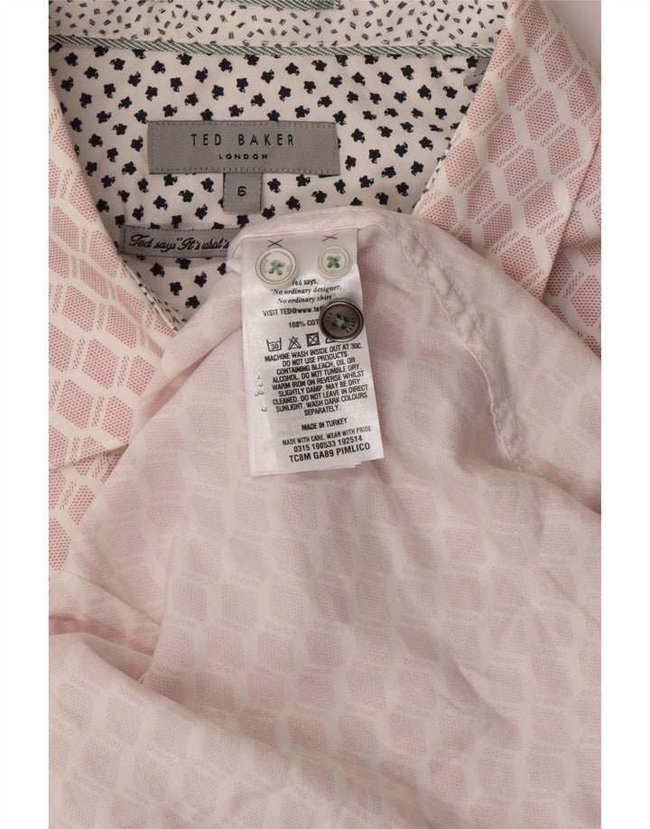 TED BAKER Herreskjorte str. 6 2XL Pink geometrisk bomuld