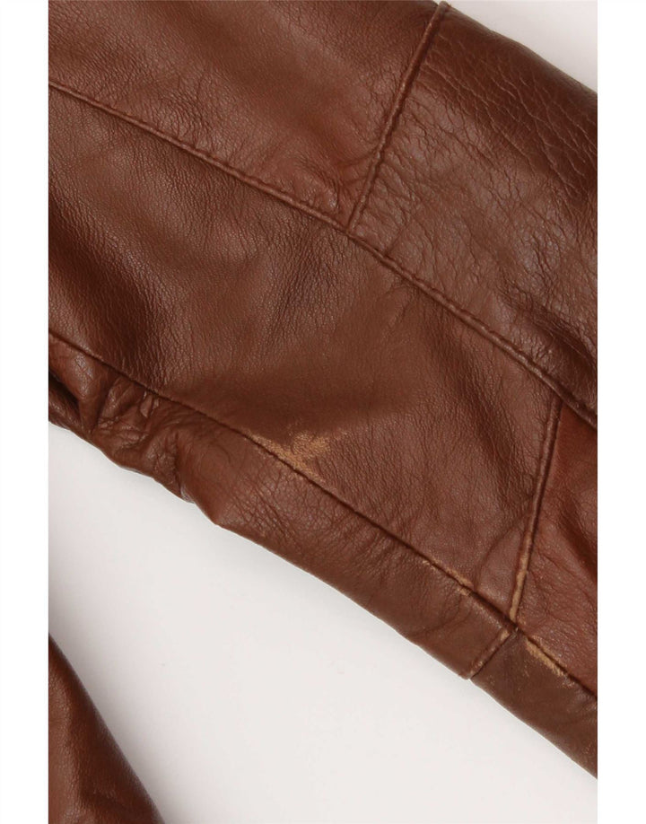 Sasch Læder Biker Jacket UK 14 Stor Brun