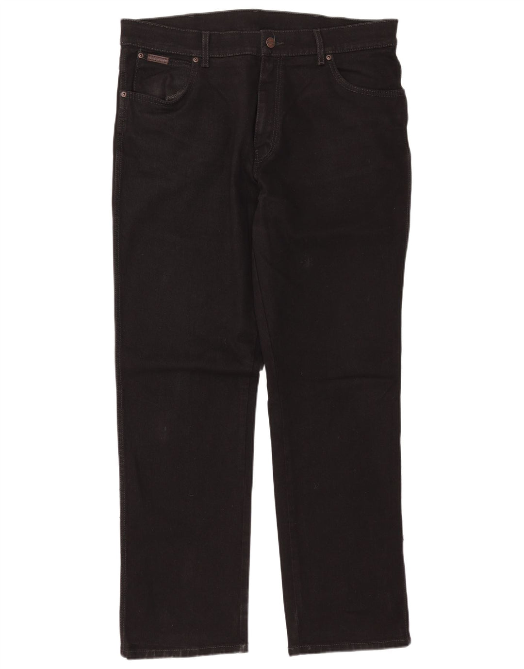 WRANGLER Herre Texas Stretch Straight Jeans W38 L32 Sort Bomuld