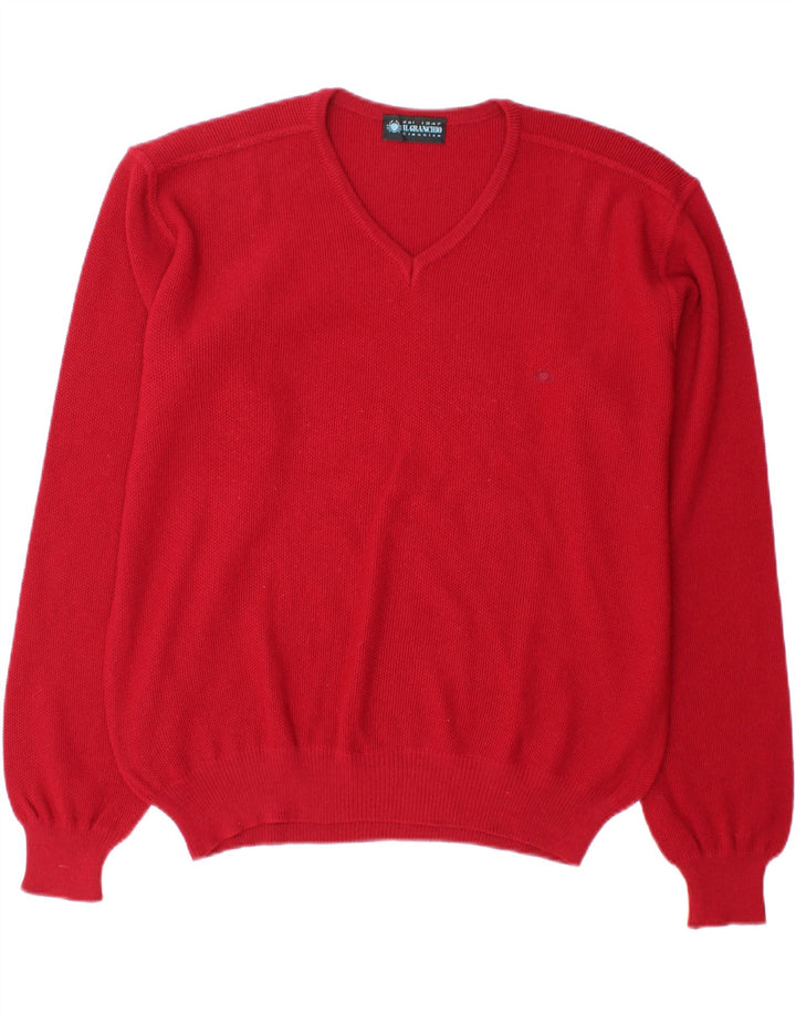 IL GRANCHIO Herre V-hals sweater Stor rød uld