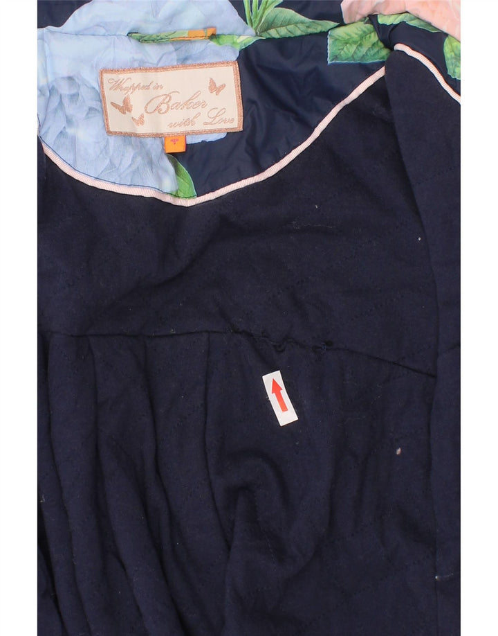 Ted Baker piger regnfrakke 6-7 år marineblå blomsterpolyester