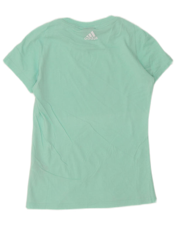Adidas grafisk T-shirt top til kvinder, UK 4/6 XS turkis bomuld