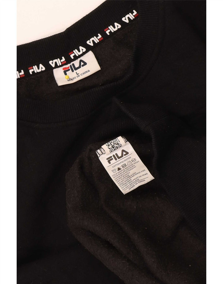 Fila Dame Sweatshirt Jumper UK 14 Stor Sort Bomuld