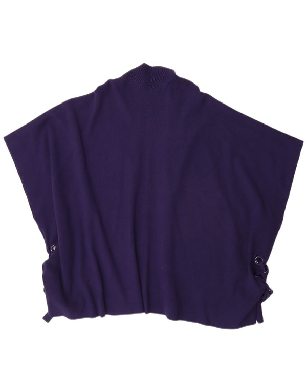 Karen Millen Dame Cape Cardigan Sweater UK 14 Medium Navy Blue Viscose