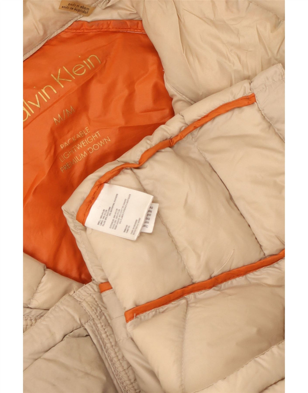Calvin Klein Dame Polstret Jakke UK 14 Medium Beige Nylon