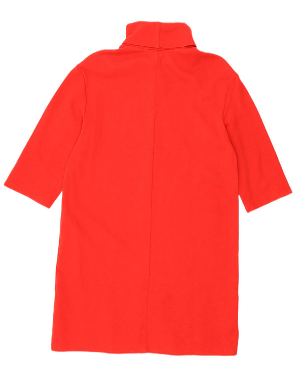Zara Dame 3/4 ærmer rullehals Jumper Dress UK 10 Lille rød bomuld