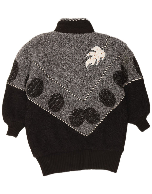 VINTAGE Dame Cardigan Sweater UK 22 3XL Sort Colourblock