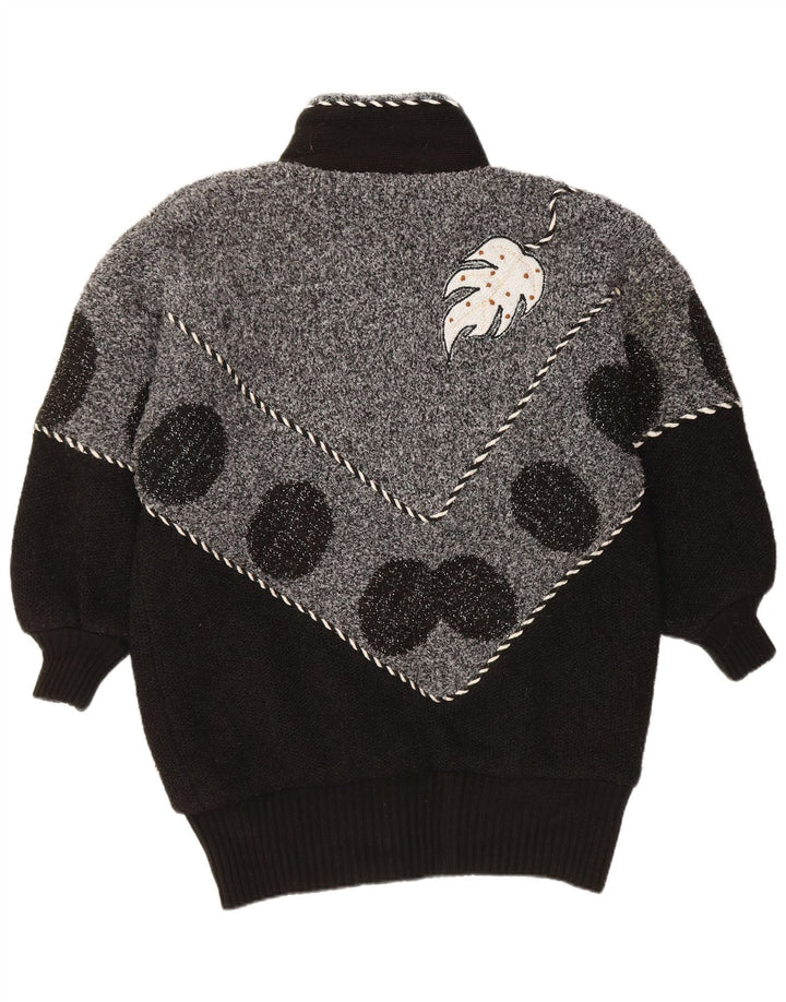 VINTAGE Dame Cardigan Sweater UK 22 3XL Sort Colourblock