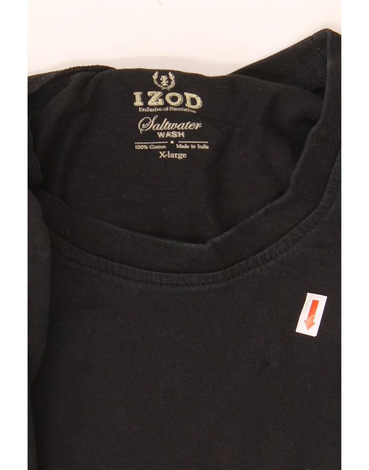 Izod Herre T-Shirt Top XL Sort Bomuld