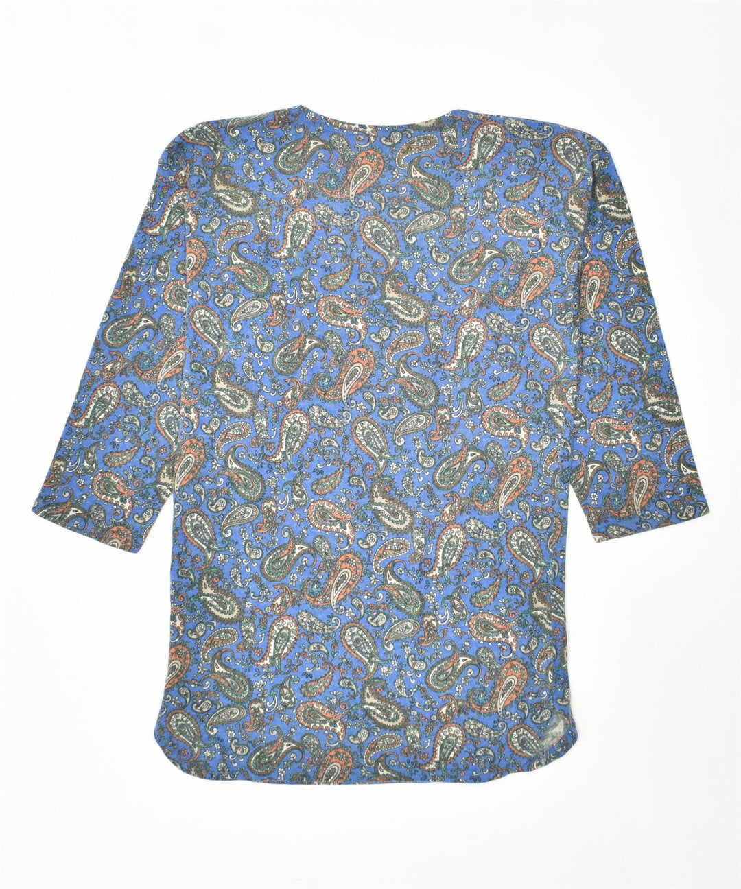 LINE EXCLUSIVE Womens 3/4 Sleeve Blouse Top UK 12 Medium Blue Paisley Vintage Line Exclusive and Second-Hand Line Exclusive from Messina Hembry 