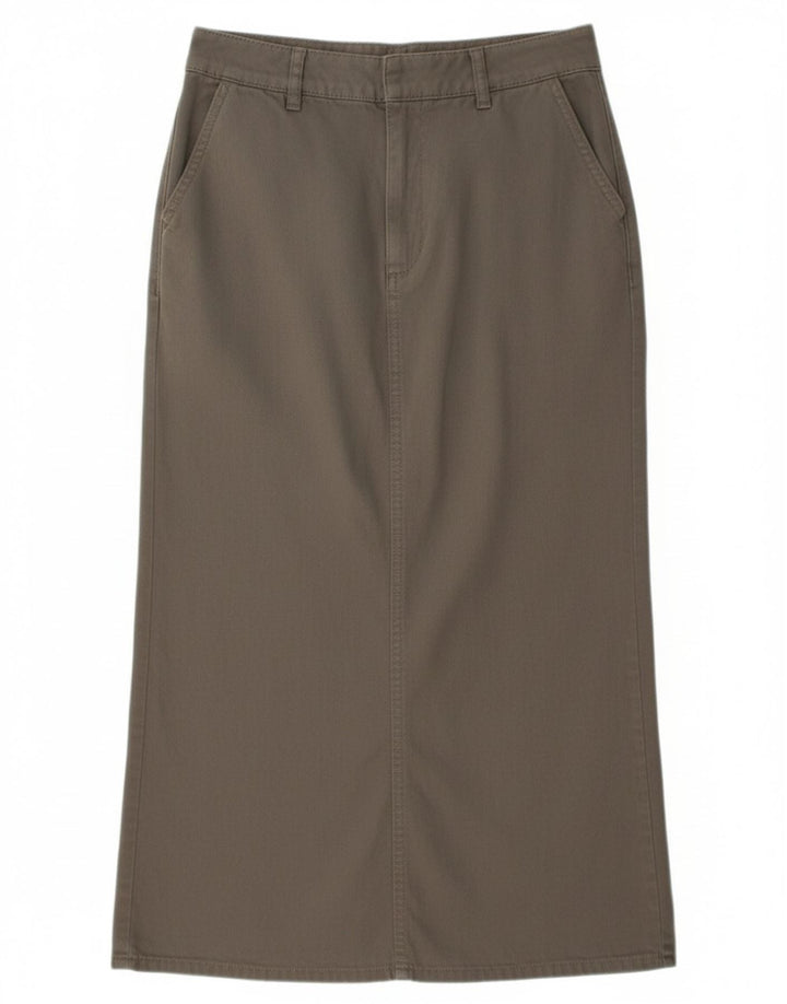 PULL & BEAR Womens Midi Skirt W28 Medium Grey Cotton