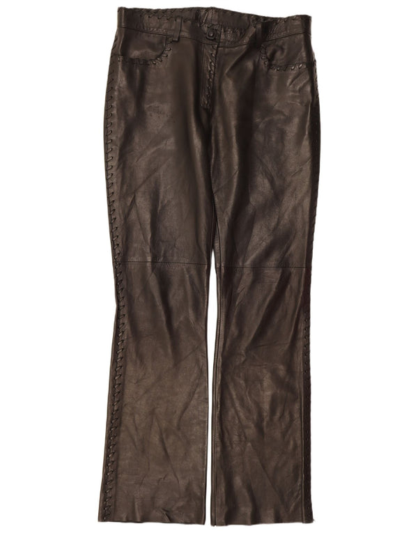 Vintage Dame Bootcut Læder Casual Bukser IT 42 Medium W32 L32 Sort