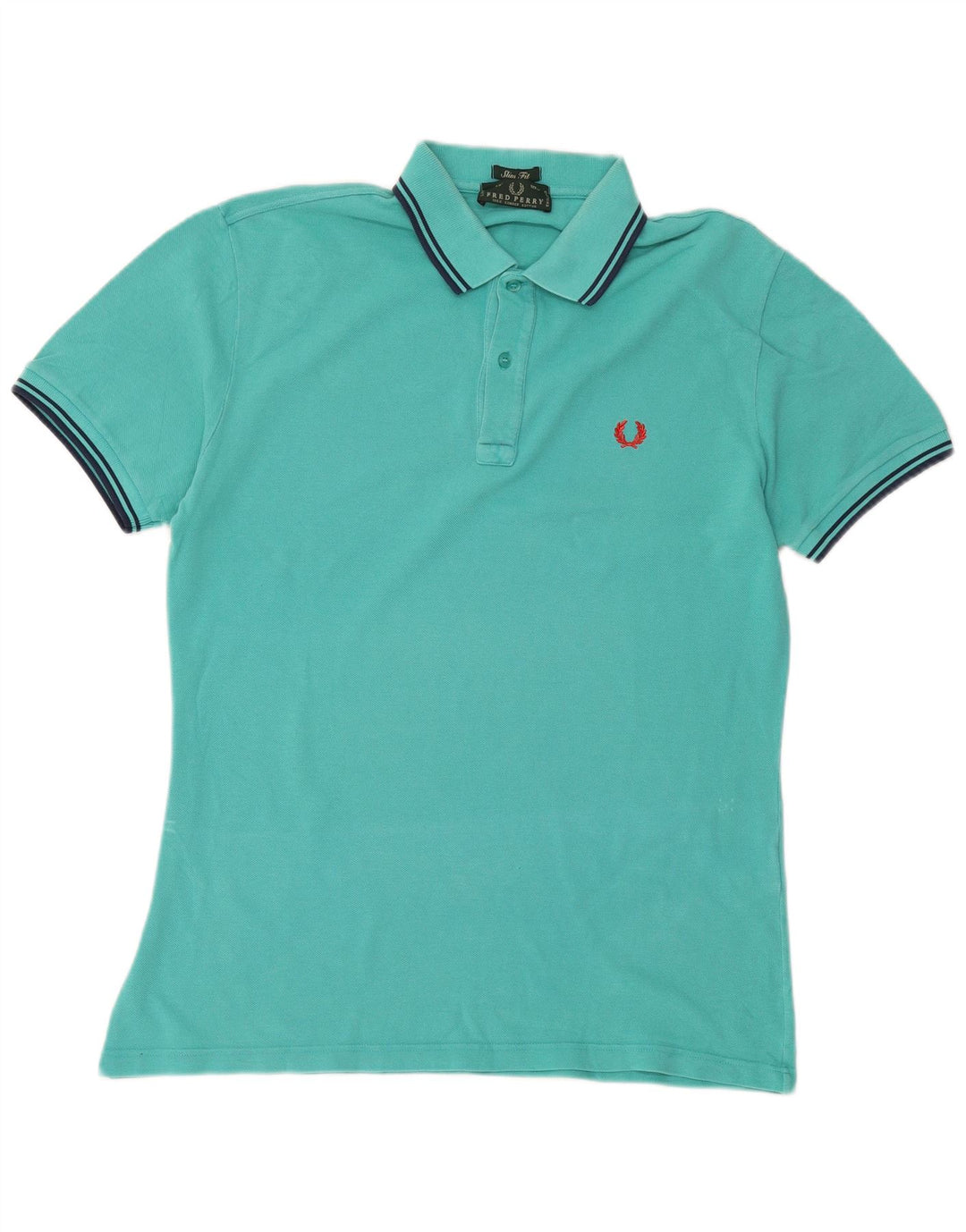 Fred Perry Herre Slim Fit Polo Shirt Stor turkis bomuld