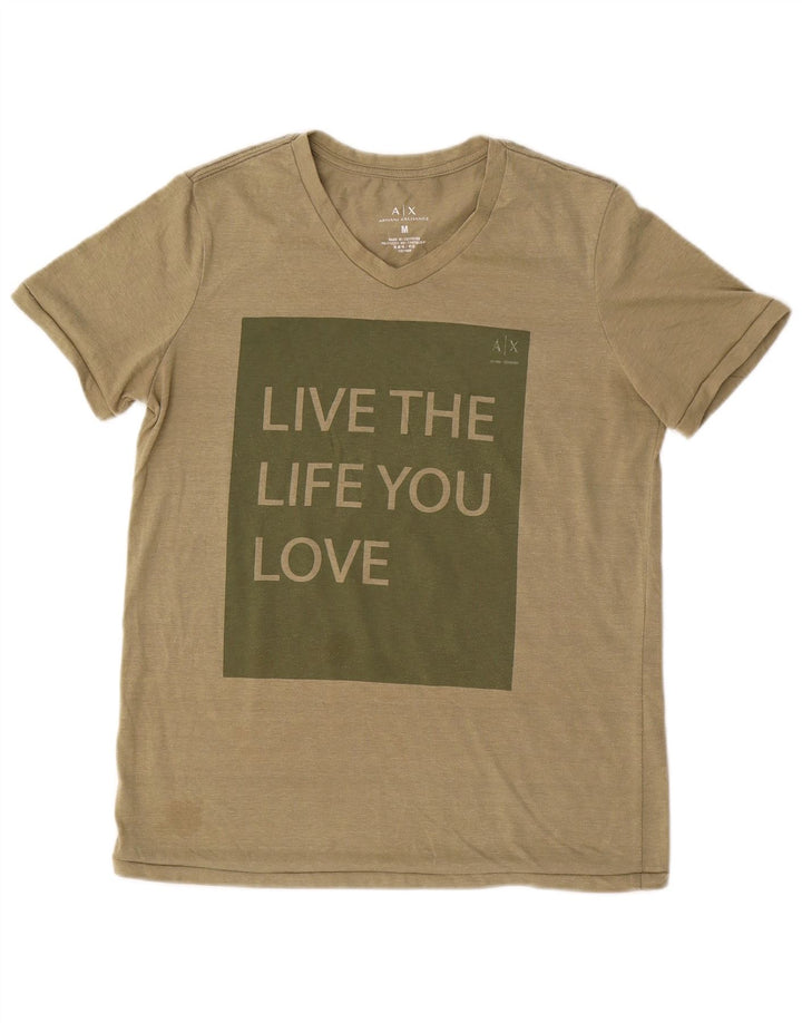 Armani Exchange Herre grafisk T-shirt Top Medium Khaki Bomuld