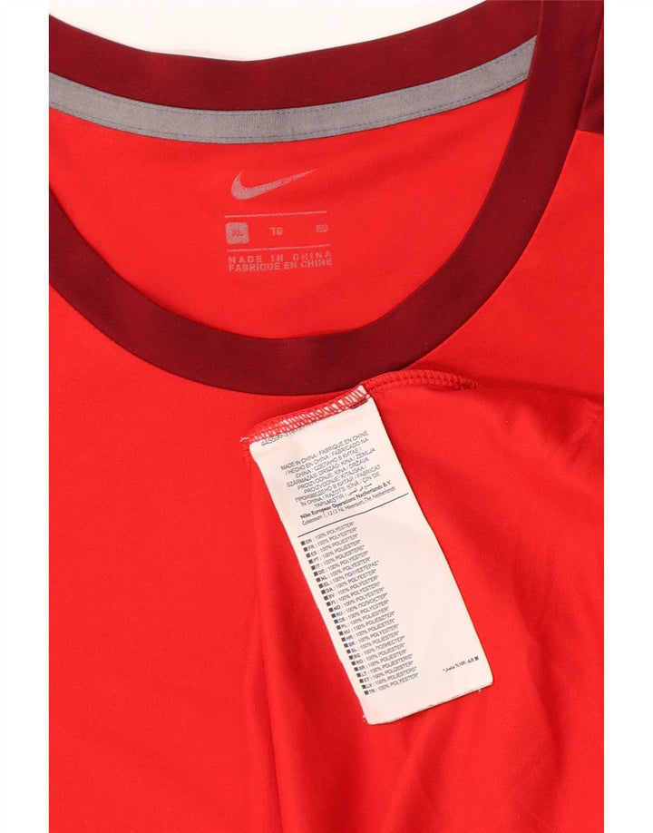 Nike T-shirt top til mænd XL Rød Colourblock Polyester