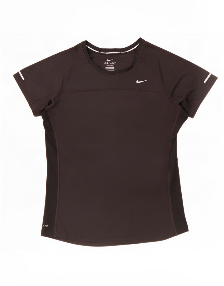 Nike Dame Dri Fit T-Shirt Top UK 12 Medium Sort Polyester