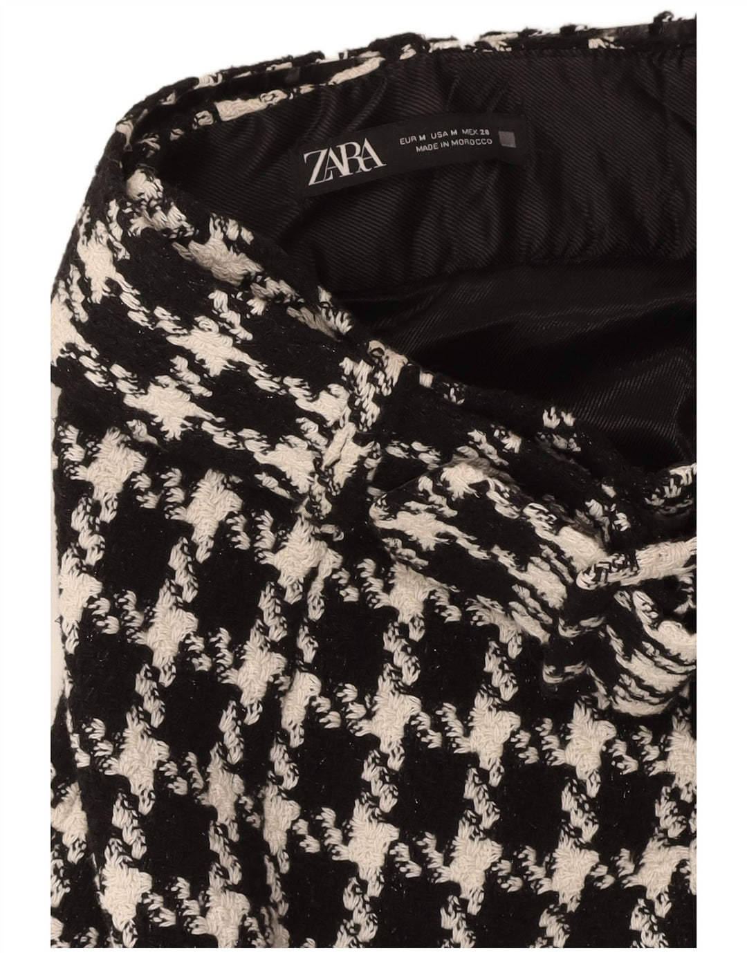 ZARA Womens Mini Skirt Medium W28 Black Houndstooth