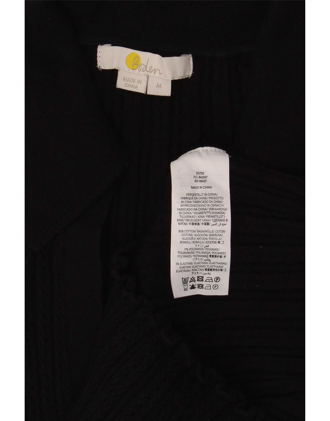 Boden Dame Polo Shirt UK 12 Medium Sort Bomuld