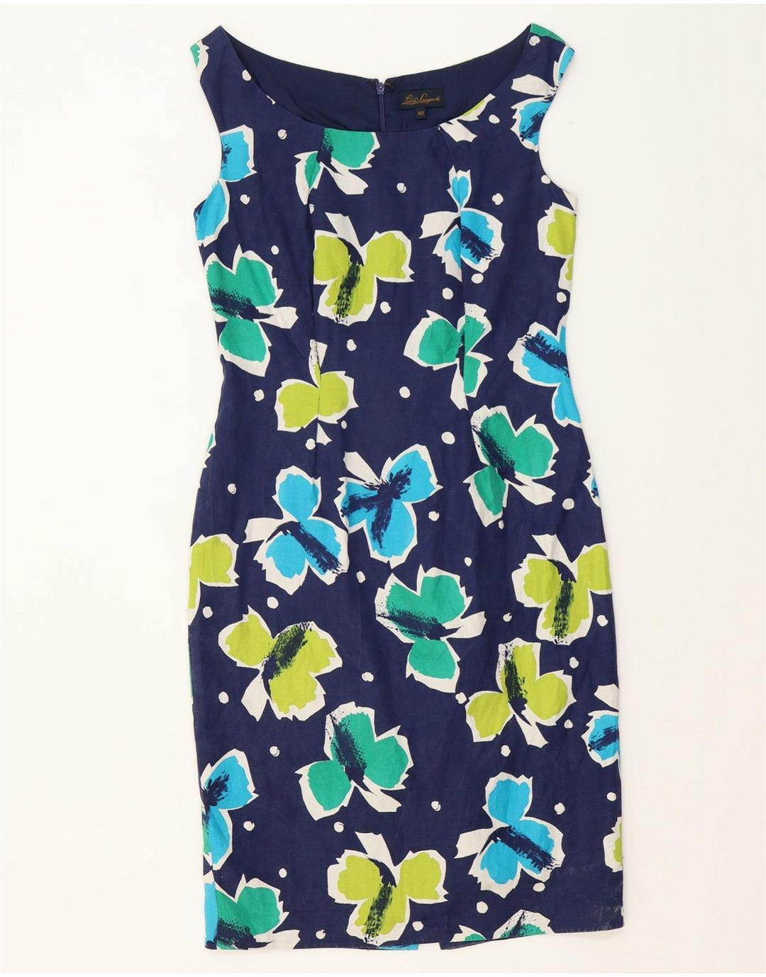 LUISA SPAGNOLI Womens Bodycon Dress IT 42 Medium Navy Blue Floral Vintage Luisa Spagnoli and Second-Hand Luisa Spagnoli from Messina Hembry 