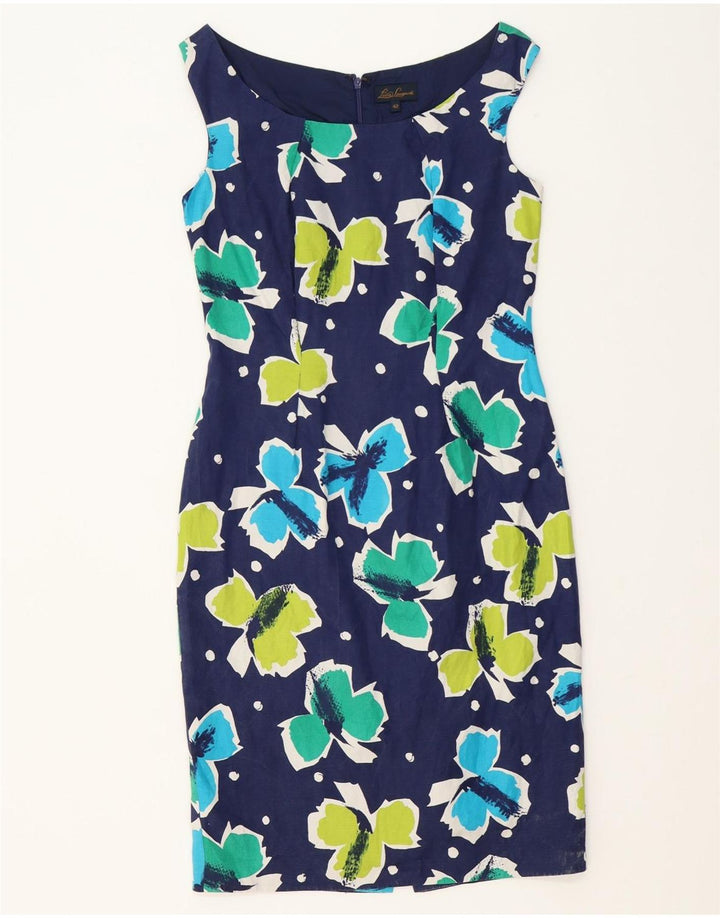 LUISA SPAGNOLI Womens Bodycon Dress IT 42 Medium Navy Blue Floral Vintage Luisa Spagnoli and Second-Hand Luisa Spagnoli from Messina Hembry 