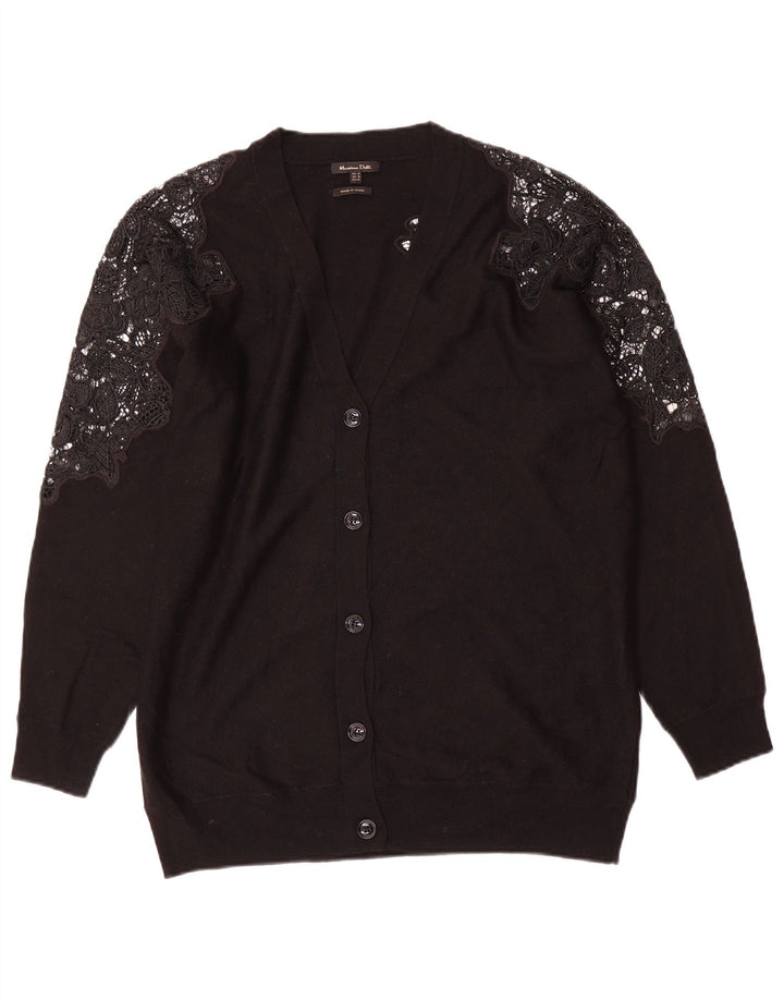 Massimo Dutti Dame Oversized Cardigan Sweater UK 14 Medium Black Floral