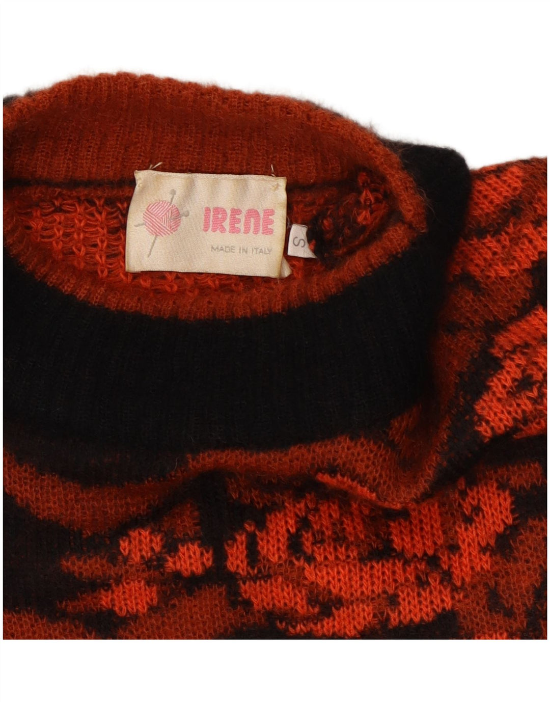 VINTAGE Dame sweater med rund hals DK 10 Small Orange Floral