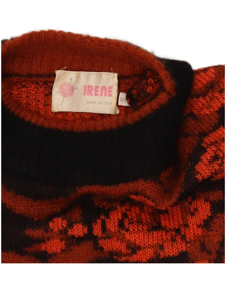 VINTAGE Dame sweater med rund hals DK 10 Small Orange Floral
