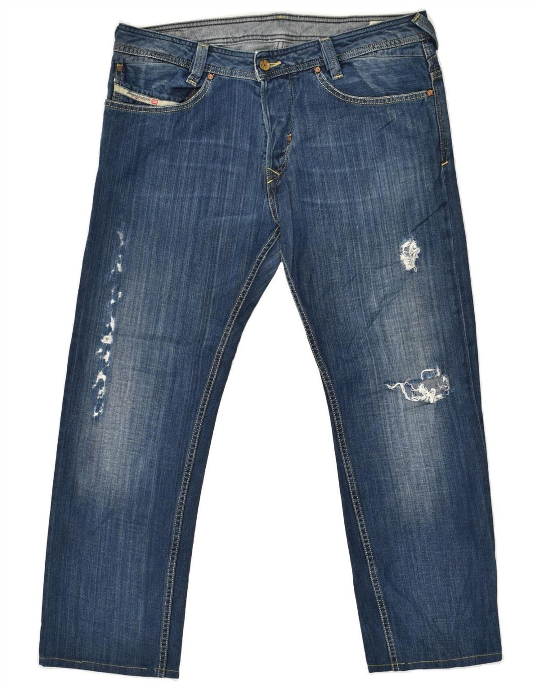 DIESEL Mens Slammer Distressed Straight Jeans W33 L27  Blue Cotton | Vintage Diesel | Thrift | Second-Hand Diesel | Used Clothing | Messina Hembry 